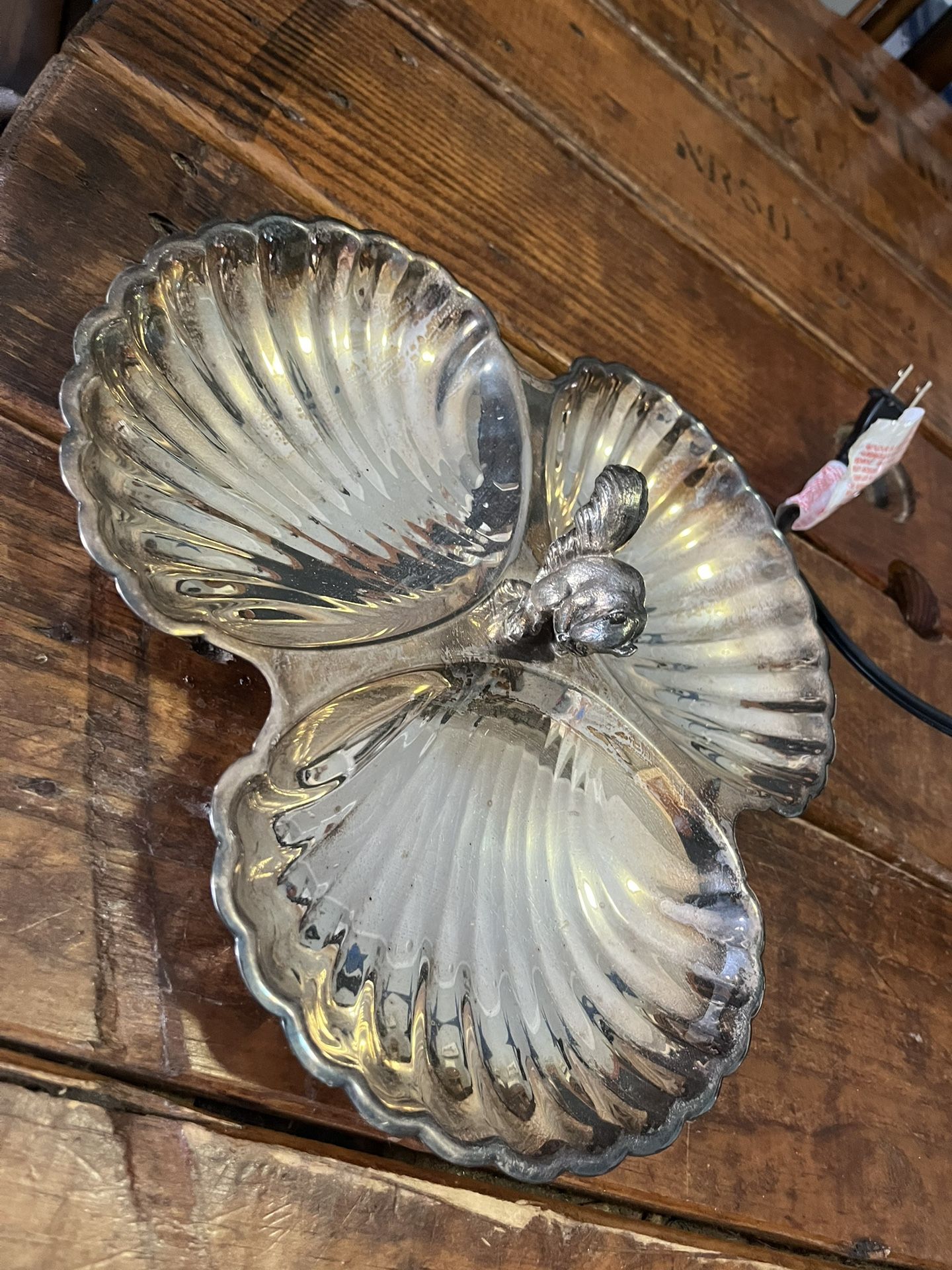 Vintage Silver plate Squirrel Dish 11” Across