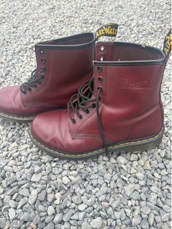 Dr. Martens, 1460 Smooth LeatherLace Up Boots in Cherry Red, Size M 9