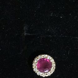 14k Gold Half Ct Ruby And Diamond Stud 