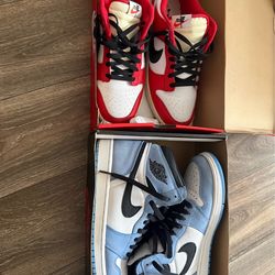 Jordan Retro 1 university blue/ Nike dunk Chicago split
