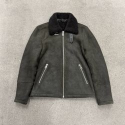 Originally $1300 But Selling for $300, Reiss Men’s grey Shearling leather Jacket (Fits Small Or Slim Medium)