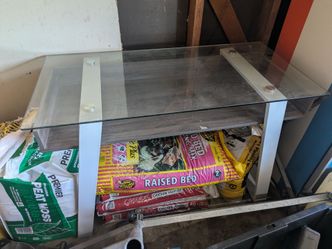 Glass desk.  Minor scuffs.