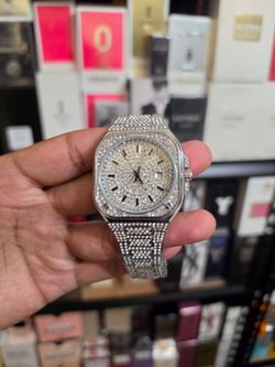 Iced Out Silver-Tone Watch