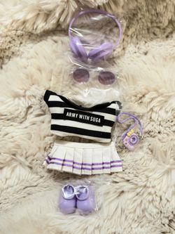 6pc army Suga BTS 15cm-17cm doll outfit set perfect for Labubu and similar size