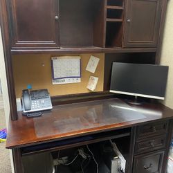 Solid Wood Desk And Hutch