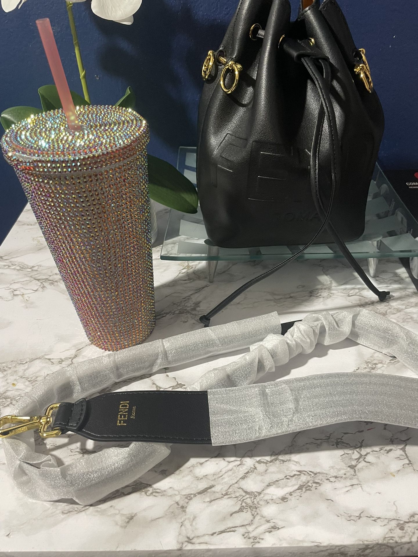 Black Fendi Bucket Pouch Bag