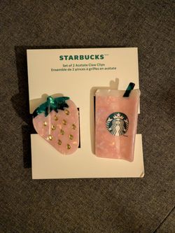 Starbucks Pink Drink Hair Clips 2 Pack Limited Edition Summer 2026 IN HAND