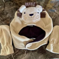 Winter baby hat with gloves