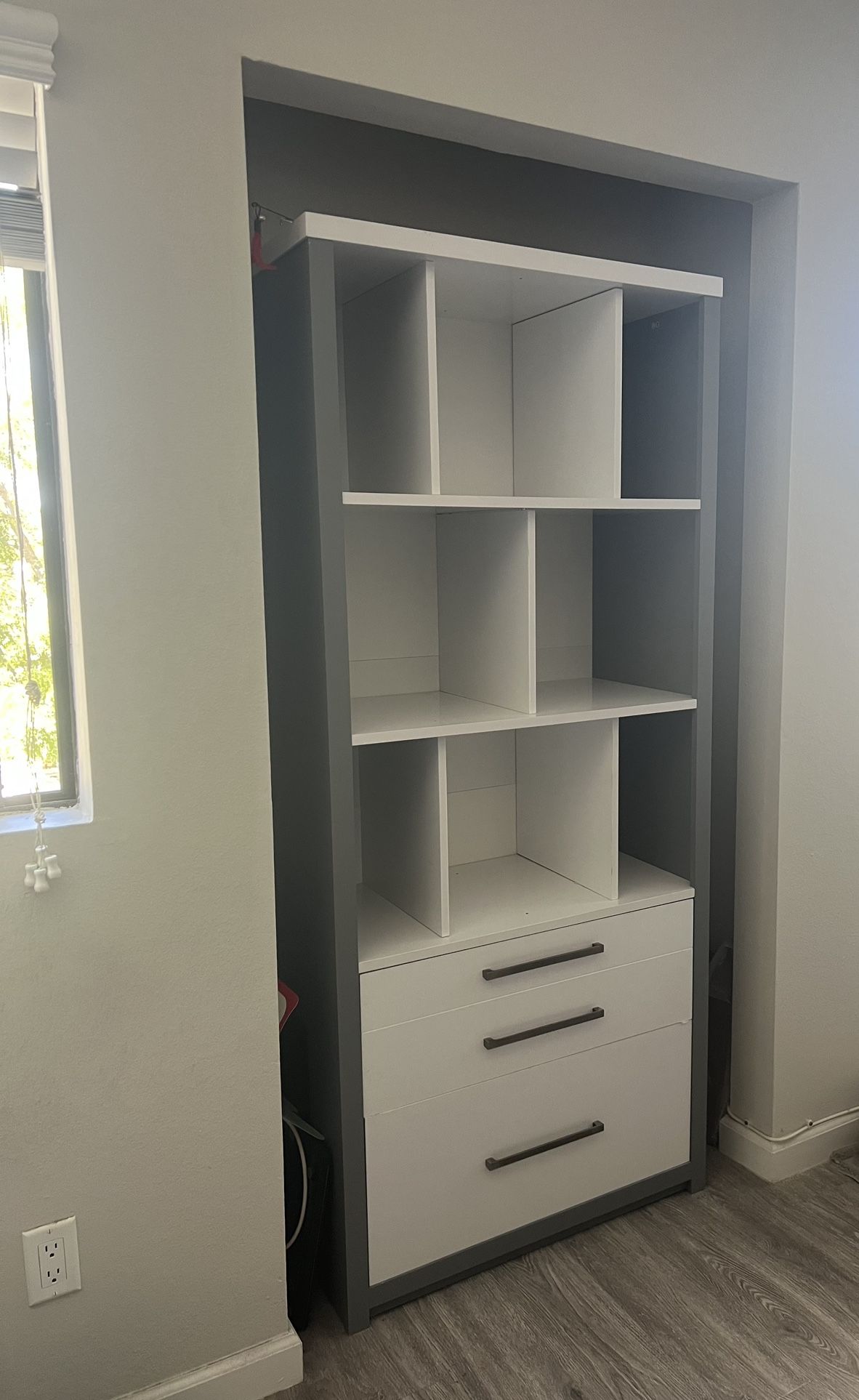 White/Gray Bookshelf (2 Drawers)