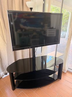 46" Sony TV + Premium Black Glass Curved TV Stand Bundle 📺