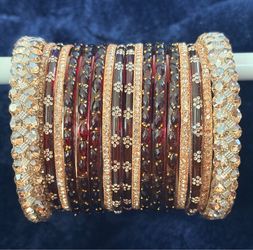 Indian Bridal Bangle Set with Crystal Embellishments
