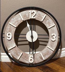 Farmhouse rustic clock, metal & wood