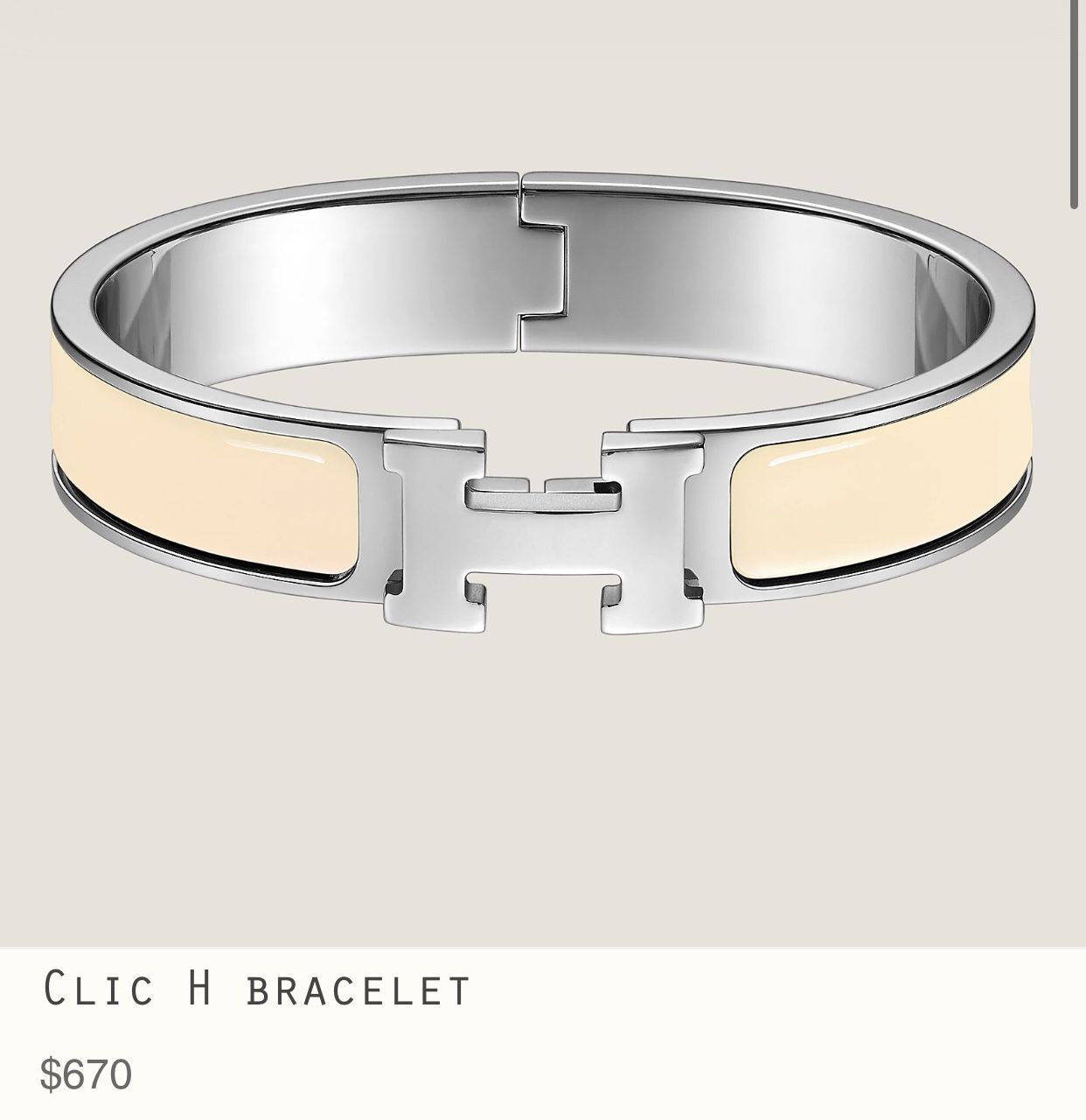 HERMES Clic H Women’s Bracelet (Cream)