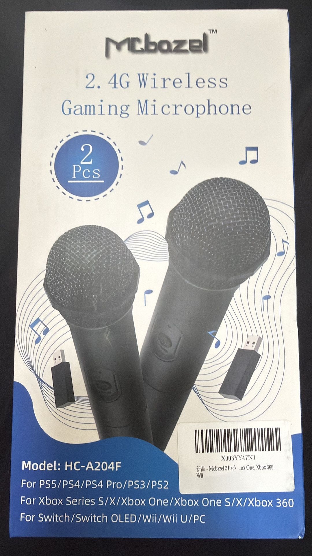 2 Pack Wireless USB Gaming Microphone Compatible with Xbox Series X/S, PS5, Switch OLED, NS Switch/Switch2, PC, PS4, PS3, PS2, Xbox One X/S, X