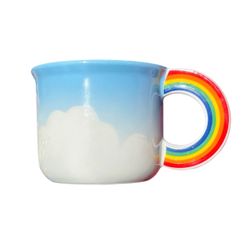 Vintage 1980 Vandor rainbow handle cloud sky mug cup