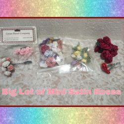 BIG LOT OF MINI SATIN ROSES