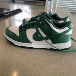 Green and white satin dunks womens 8