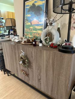 Dark brown wood-grain storage cabinet