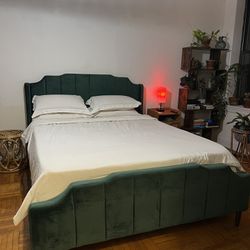 Green Suede Bed Frame  