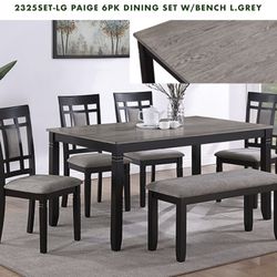 CASUAL 2 TONED DINING TABLE WITH CHAIRS AND BENCH