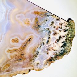 Agua Nueva Vein Moss Banded Agate from Mexico Purple Pink Stone Slab Slice 14g