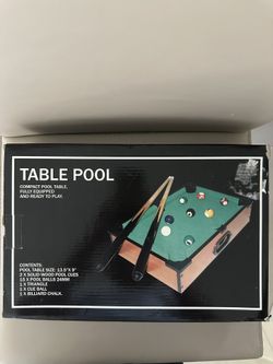 Mini Table Top Pool Table Set. NEW