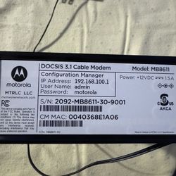 Xfinity Modem Motorola MB8611 DOC SIS 3.1 Multi-Gig Cable Modem