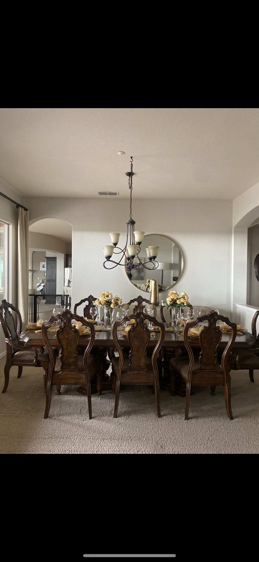 Pulaski San Mateo 9ft elegant dining table set