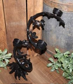 Pottery Barn Black VTG Moody Whimsy Branch Spiral Tea Light Candle Holder