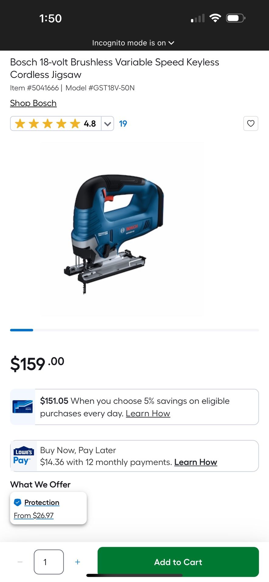 Bosch 18 Volt Jigsaw