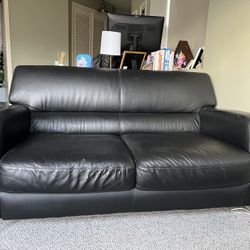 Small Black Leather Couch 