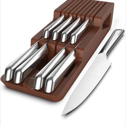 Brand New 10 Pieces Drawer Knife Set with the Wooden knife block 