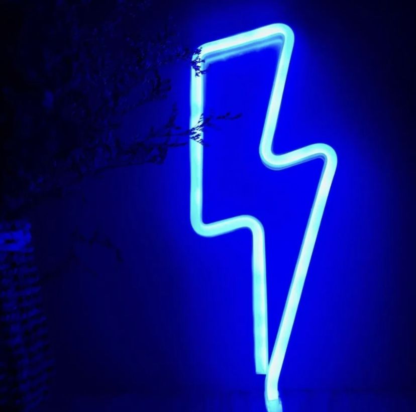 Lightning Bolt LED Neon Sign Night Light Wall Lamp Bedroom Store Artwork Wedding Decor Blue US