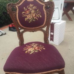 Antique embroidered turn of the century chair
