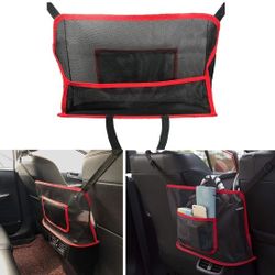 Car Organizer Net Pocket Handbag Holder Hammock Between Front Seats, Purse Holder Storage Bag Interior Accessories Add Extra Storage Space, Red