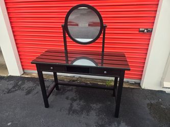 Ikea Hemnes Black Vanity Desk with Tilting Mirror