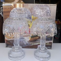 CANDLE LIT heavy crystal Holders Like NEW