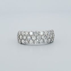 Stunning Three-Row Moissanite Band 925 Sterling Silver-18K Gold Plated.