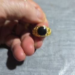 Size 9 Stainless Steel Ring Black Onyx