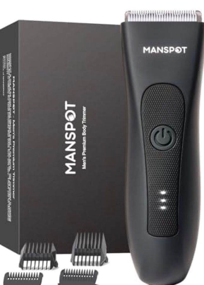 MANSPOT Manscape Groin & Body Hair Trimmer for Men, Electric Ball Trimmer Pubic Trimmer Shaver,Manscape Kit with 4 Guard,Replaceable Ceramic Blade Hea
