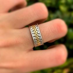 14k Solid Two Tone Gold White & Yellow Gold Wedding Band or Rolex Jubilee. Ring Size 10