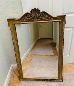 Vintage Elegantly Ornate Gesso on Wood Large Mirror