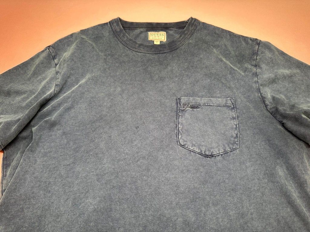 GUESS BLUE T SHIRT CLOTHES MEN SIZE L A5