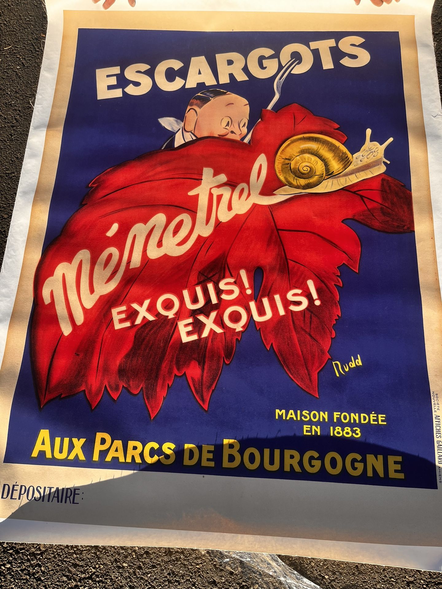 vintage French advertising poster for Escargots Ménetrel