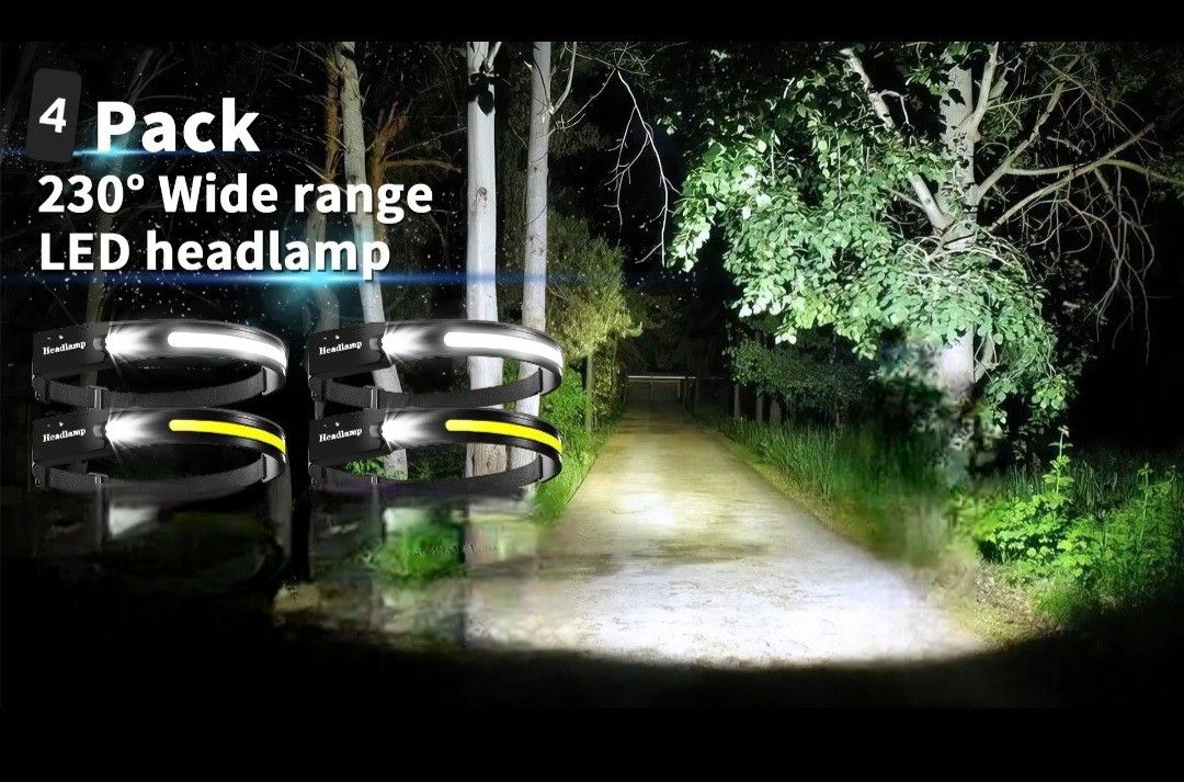4PACK HEADLIGHTS WITH SENSOR . RECHARGEABLE LED