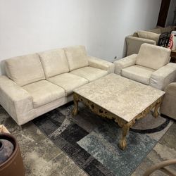 Couch Free Delivery Microfiber Sofa Armchair Coffee Table Set