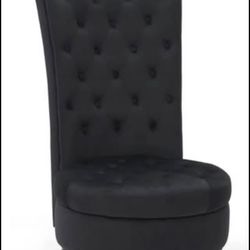 Throne Button-Tufted High-Back Accent Chair – Black