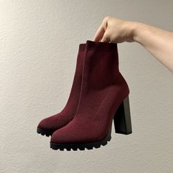 Stretchy Burgundy Red Short Boot 