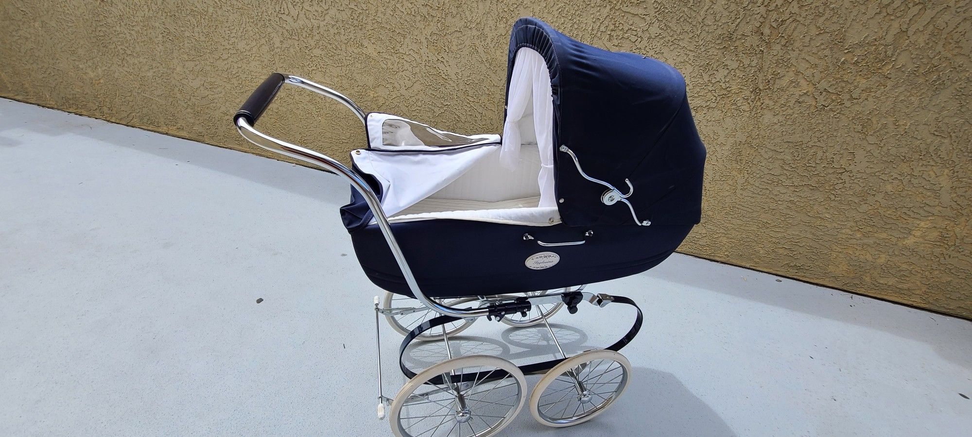 Inglesina classica pram in navy blue stroller royal carriage for Sale