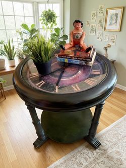 Round Clock Face Coffee Table Black